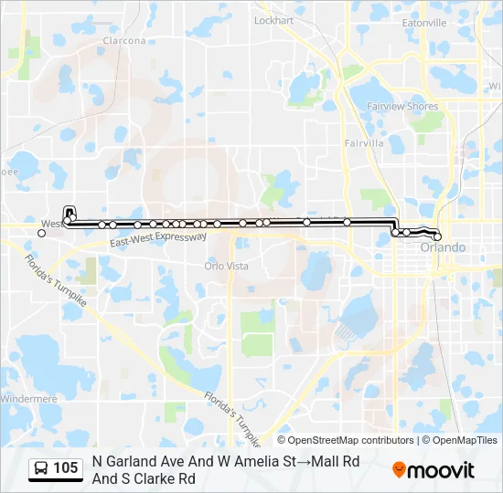 105 Bus Line Map