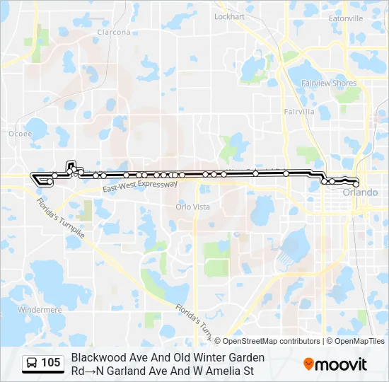 105 Bus Line Map