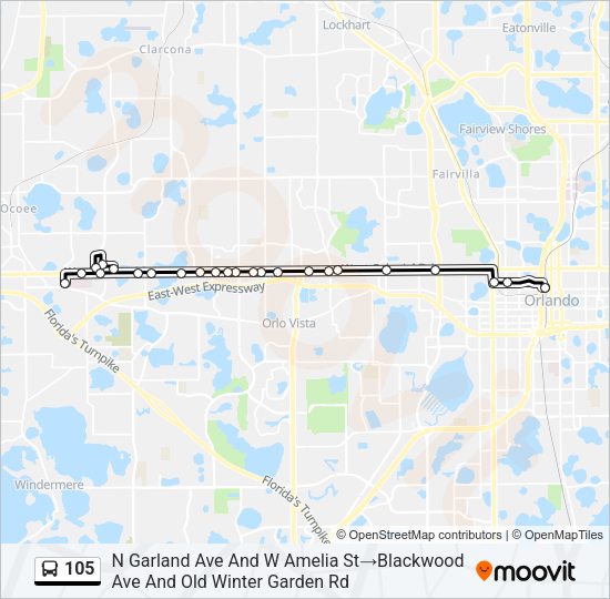 105 Bus Line Map