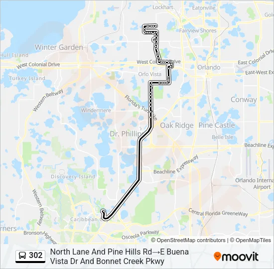 Mapa de 302 de autobús