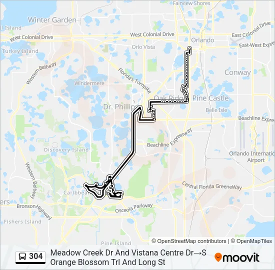 Mapa de 304 de autobús