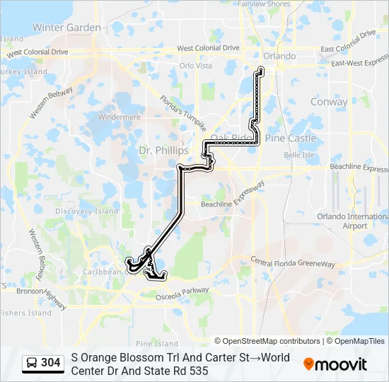 Mapa de 304 de autobús