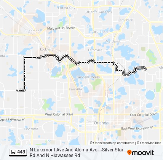 443 bus Line Map