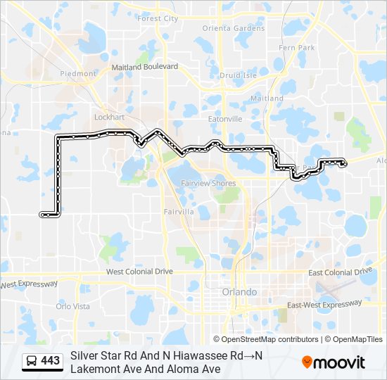 443 bus Line Map