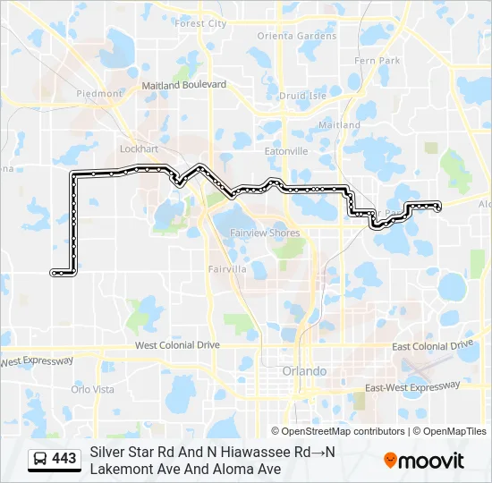 443 Bus Line Map
