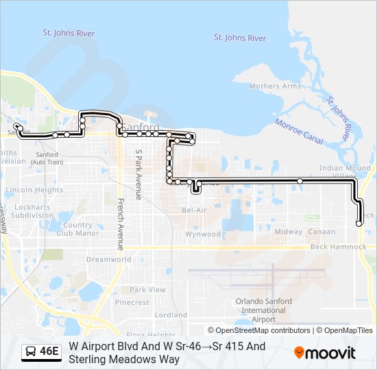 46E bus Line Map