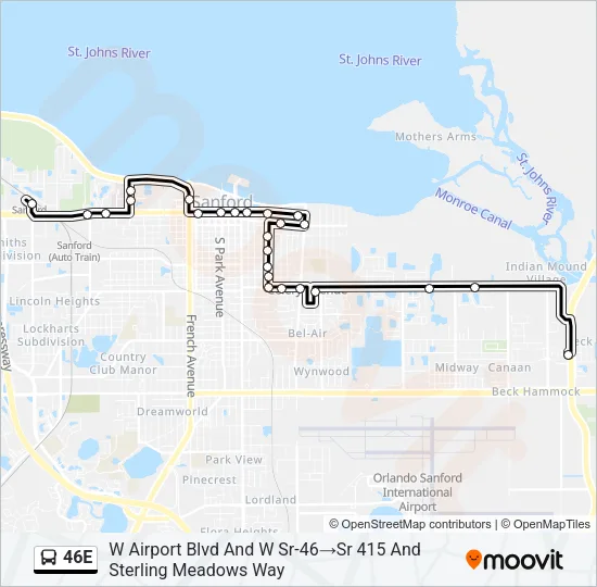 46E Bus Line Map