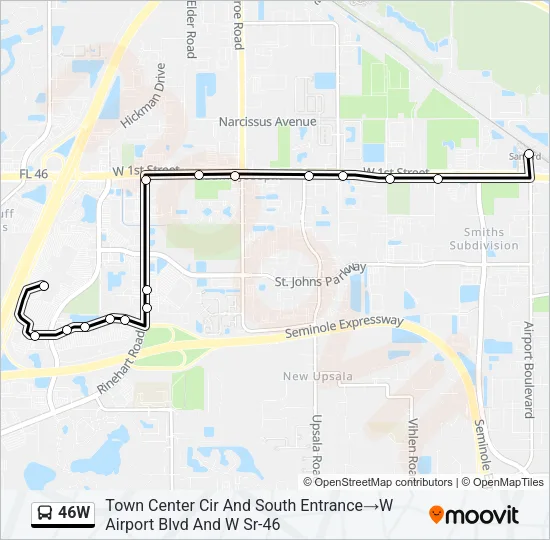 46W Bus Line Map
