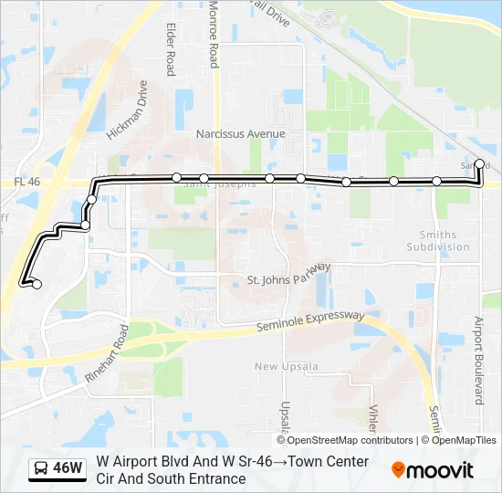 46W Bus Line Map
