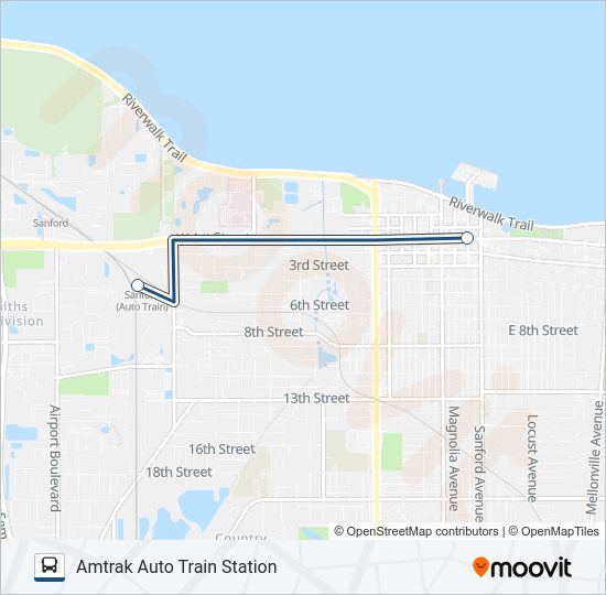 AMTRAK AUTO TRAIN SHUTTLE Bus Line Map