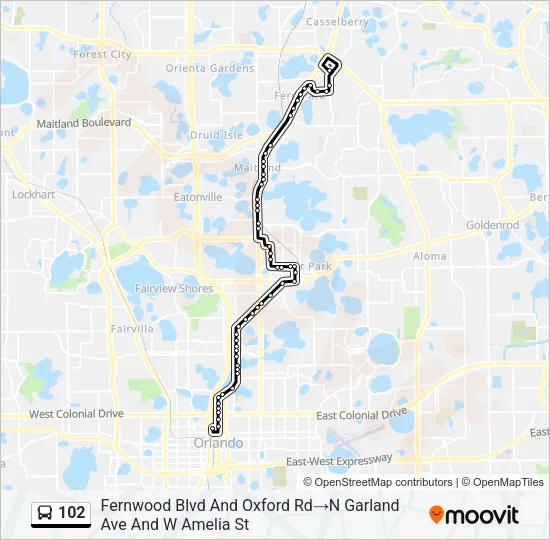 102 Bus Line Map