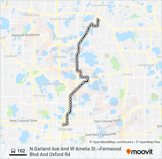 102 Bus Line Map
