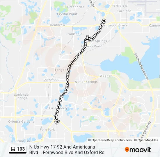 103 Bus Line Map
