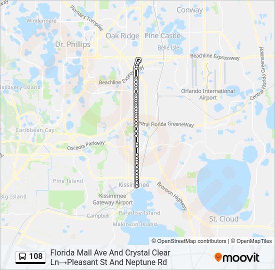 108 Bus Route Schedule 108 Route: Schedules, Stops & Maps - Florida Mall Ave And Crystal Clear  Ln‎→Pleasant St And Neptune Rd (Updated)