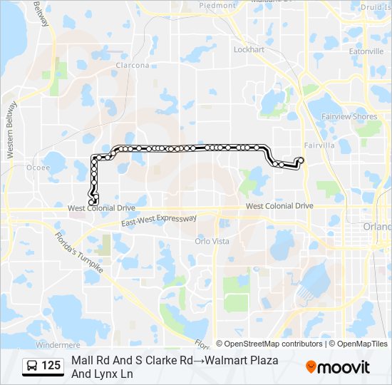 125 bus Line Map