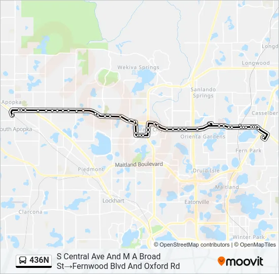 436N Bus Line Map
