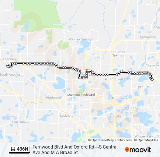 436N Bus Line Map