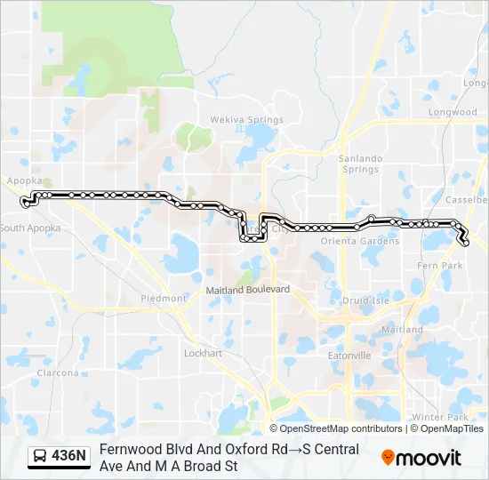 436N Bus Line Map