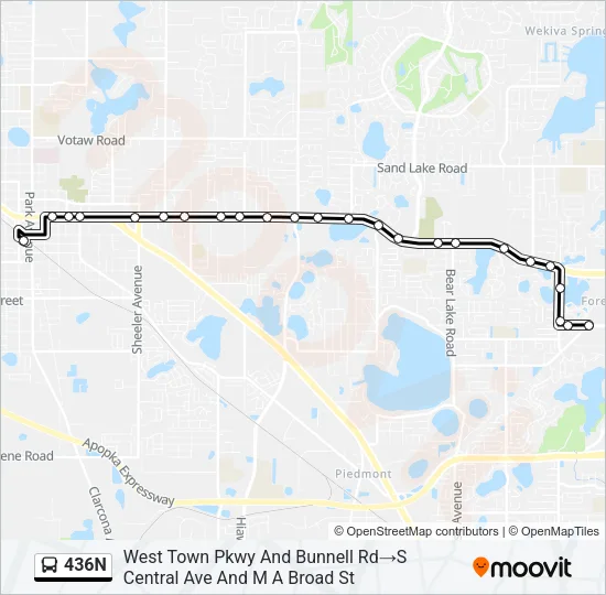 436N Bus Line Map