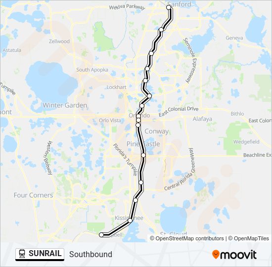 SUNRAIL train Line Map