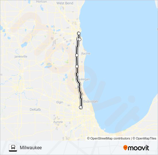 Mapa de WISCONSIN COACH LINES de autobús