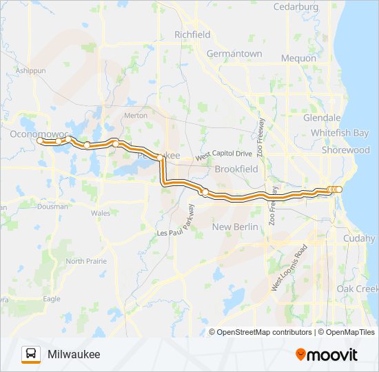 Mapa de WAUKESHA COUNTY TRANSIT de autobús