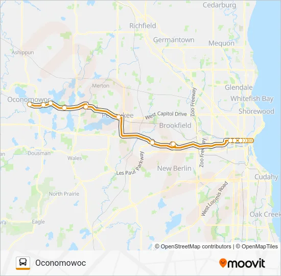 Map Bus Routes Wisconsin WAUKESHA COUNTY TRANSIT Route: Schedules, Stops & Maps - Oconomowoc ...