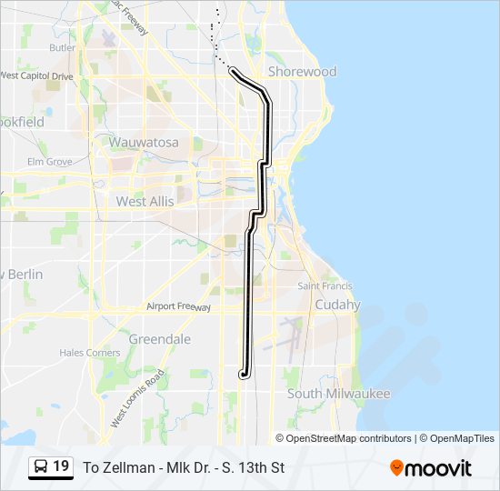 19 bus Line Map