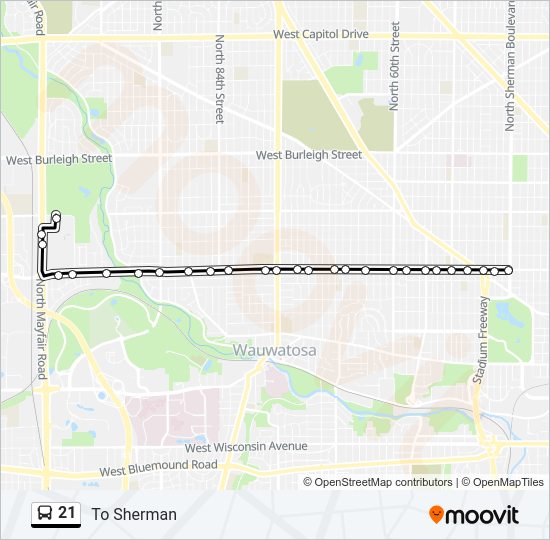 21 bus Line Map