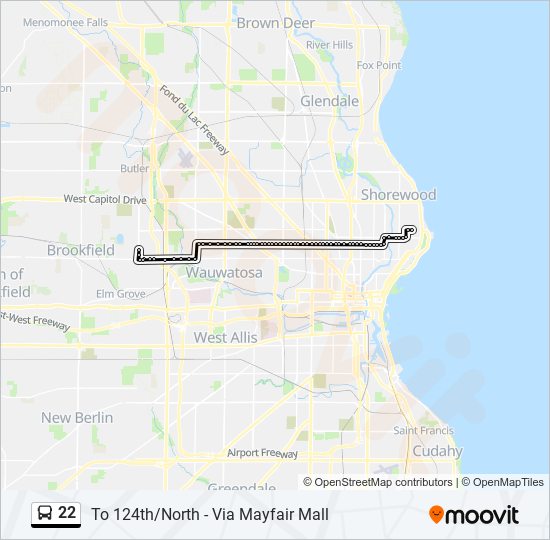 22 bus Line Map