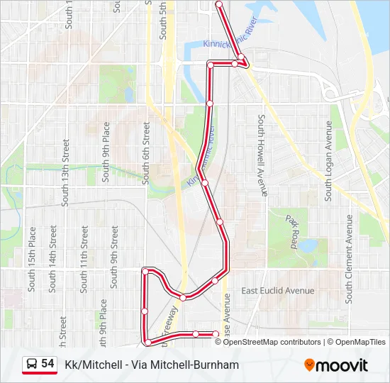 54 Bus Line Map
