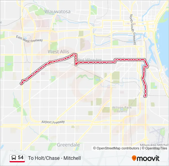 54 Bus Line Map