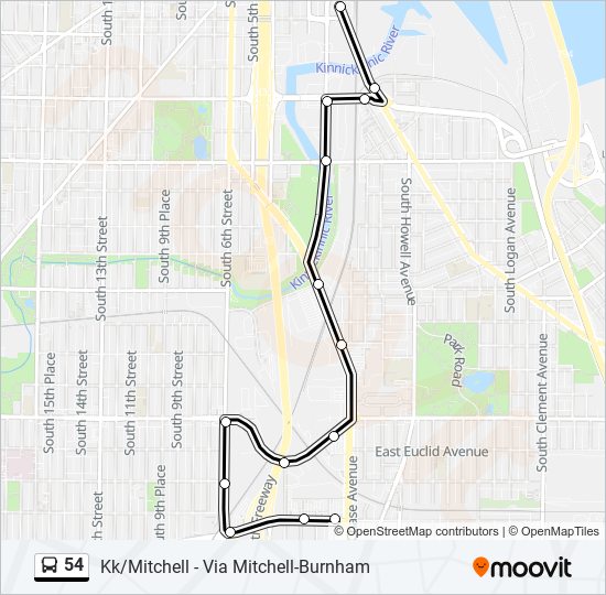 Mapa de 54 de autobús