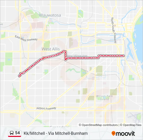 54 Bus Line Map