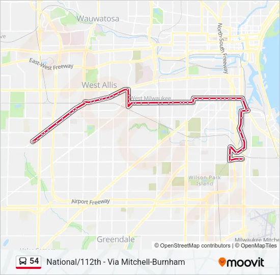 54 Bus Line Map