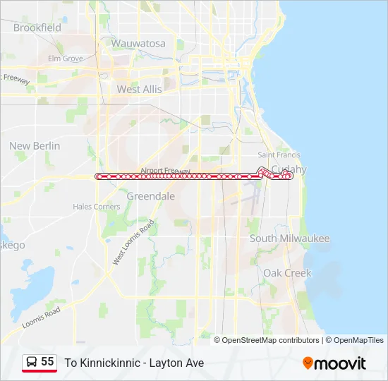 55 Bus Line Map