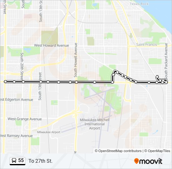 55 bus Line Map