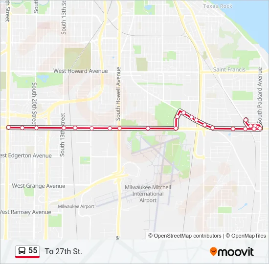 55 Bus Line Map