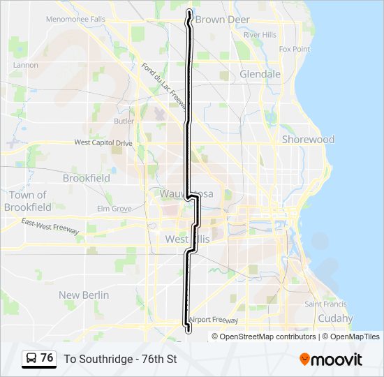 76 bus Line Map