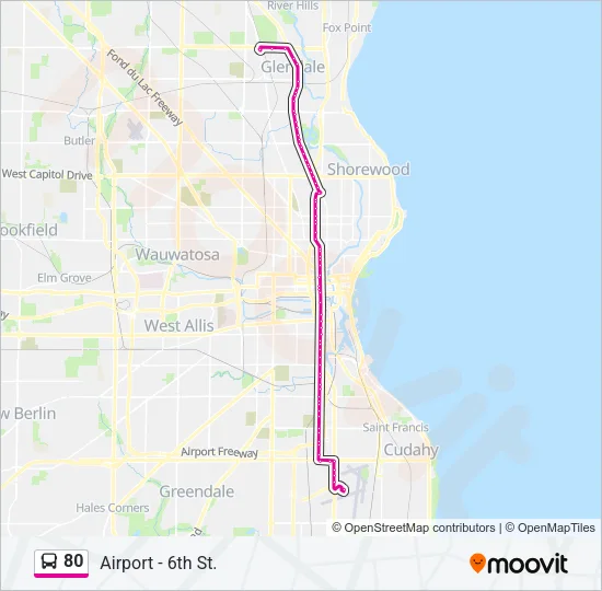80 Bus Line Map