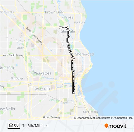 80 bus Line Map