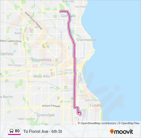 80 Bus Line Map