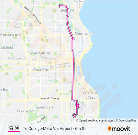 80 Bus Line Map