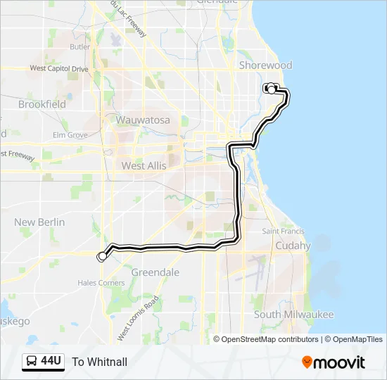 44U Bus Line Map