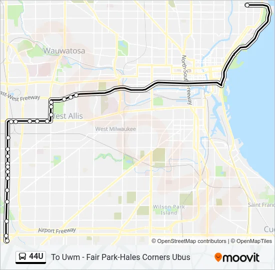 44U Bus Line Map