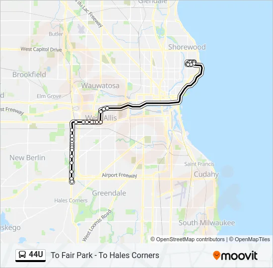 44U Bus Line Map