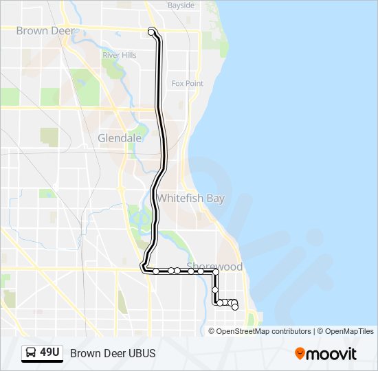 Mapa de 49U de autobús