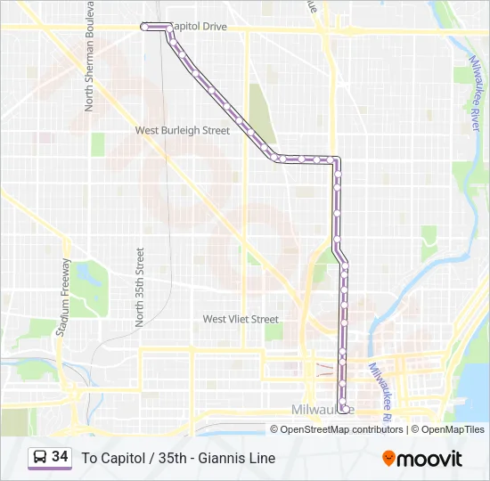 34 Bus Line Map