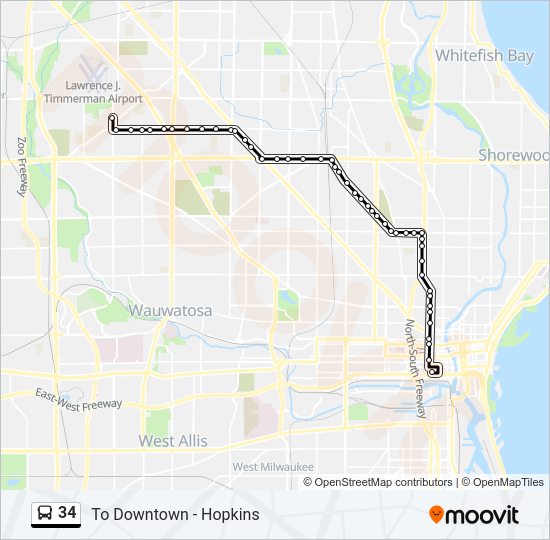 34 bus Line Map