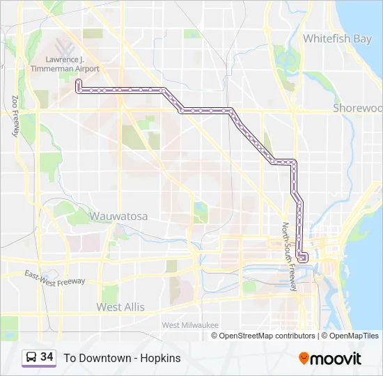34 Bus Line Map